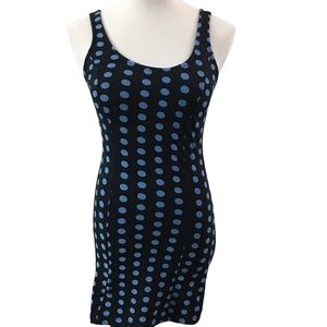 TOPSHOP Petites Black Blue Polka Dot Sleeveless Bodycon Dress